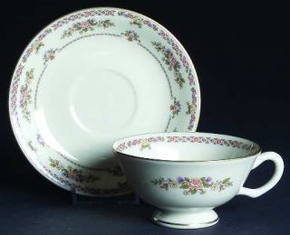 Lenox China Monticello (Newer Orange) Footed Cup & Saucer Set, Fine China Dinner