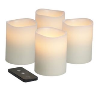 Hollowick TruFlame LED Pillar Candle w/ Remote & 3 Stage Timer, 4 in High