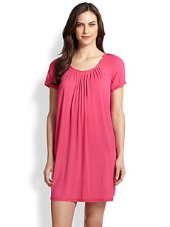 Oscar de la Renta Sleepwear Embroidered Jersey Sleepshirt   Pink