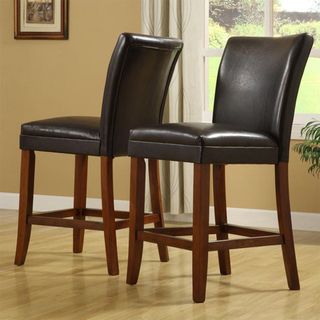 Parson Dark Brown Vinyl 24 inch Stools (Dark brownMaterials Asian rubberwood, vinylWood finish CherryNumber of stools TwoStool Height/Seat Height 24 inchesDimensions 43 inches high x 20 inches wide x 22 inches deepNumber of boxes this will ship in O