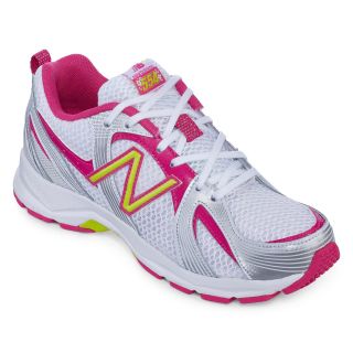 New Balance KJ554 Girls Running Shoes, White/Pink, White/Pink, Girls