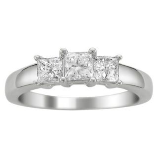 1 CT. T.W. Princess Cut Diamond 3 Stone Prong Set Ring in 14K White Gold (H I,