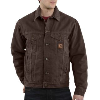 Carhartt Sandstone Jean Jacket   Sherpa Lined (For Men)   WHEAT (L )