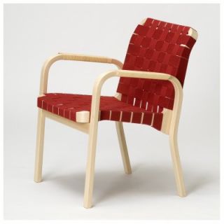 Artek 45 Arm Chair ARK1206 Upholstery Red Linen Webbing Fabric