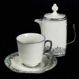 Franciscan Overture Footed Cup & Saucer Set, Fine China Dinnerware   Band Of Bla