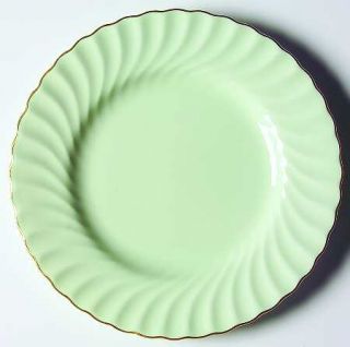 Minton Shell Green/Gold Salad Plate, Fine China Dinnerware   Swirl Edge, Green
