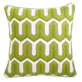 Edgy Green Crewelwork Pillow Cover