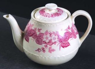 Wedgwood Bramble Pink (Shell Edge) Teapot & Lid, Fine China Dinnerware   Shell E
