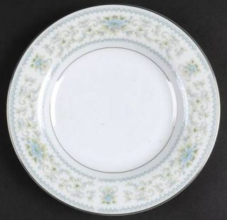 Nitto Casino Bread & Butter Plate, Fine China Dinnerware   Gray, Blue Flowers, G