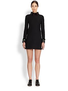 Valentino Feather Trimmed Dress   Black