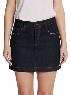 Dark Wash Jean Mini Skirt   Navy