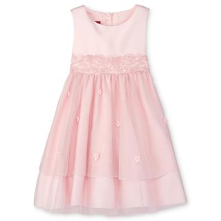 Princess Faith White Embellished Tiered Flower Girl Dress   Girls 12m 6x, Pink,