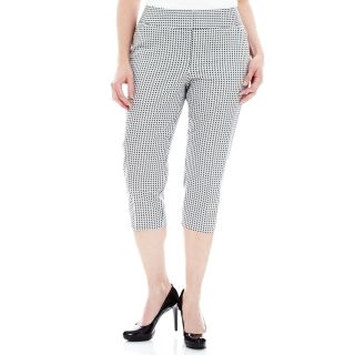 Worthington Sateen Cropped Pants   Plus, White/Gray, Womens