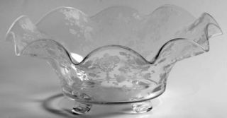 Cambridge Rose Point Clear Footed Crimped Bowl   Stem 3121,Clear,Etched