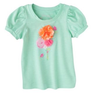 Cherokee Infant Toddler Girls Short Sleeve Flower Tee   Nettle Green 3T
