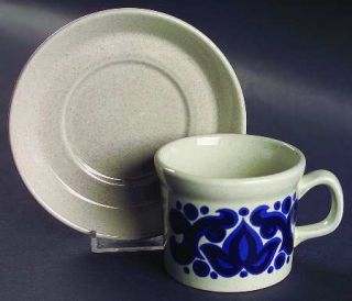 Wedgwood Toledo Flat Cup & Saucer Set, Fine China Dinnerware   Blue Scroll & Flo