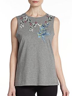 Embroidered Muscle Tank   Grey