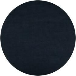 Hand crafted Navy Blue Solid Causal Vaux Wool Rug (99 Round)