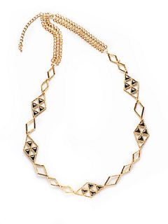 Two Tone Triangle Link Necklace   Gunmetal Gold