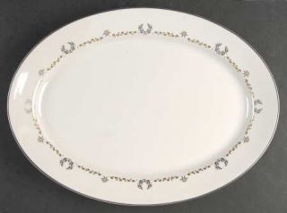 Syracuse Coronation 14 Oval Serving Platter, Fine China Dinnerware   Silver Wre