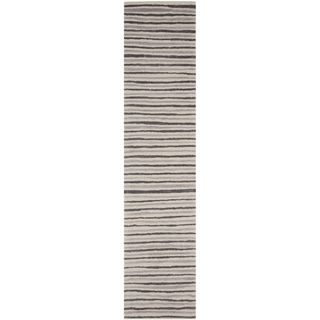 Martha Stewart Hand Drawn Stripe Wampum Purple Wool/ Viscose Rug (2 3 X 10)