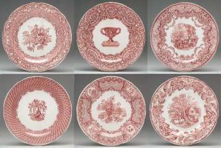 Spode Archive Collection Cranberry (Set of 6) Dinner Plates (Victorian,2,5,6,12,