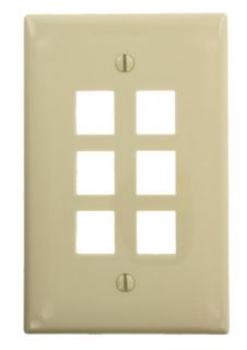 Leviton 410916IN Electrical Wall Plate, Midway Sized QuickPort Six Port, 1Gang Ivory
