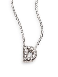 Adriana Orsini Sterling Silver Pave Initial Pendant Necklace   D