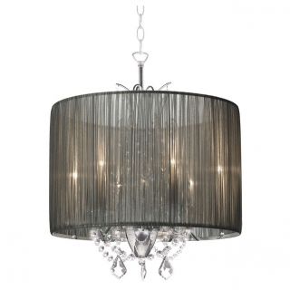 Alluring 3 light Chrome Crystal With Silver Taupe Shade Chandelier