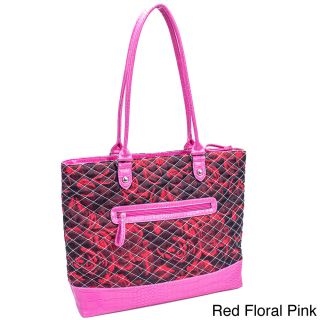 Parinda Allie Quilted Fabric With Croco Faux Leather Tote