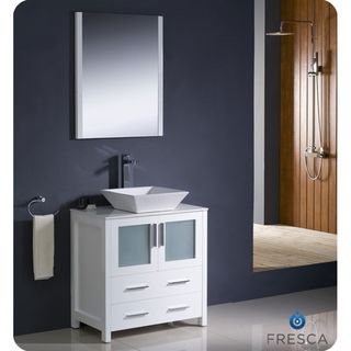 Fresca Torino 30 inch White Modern Bathroom Vanity With Vessel Sink