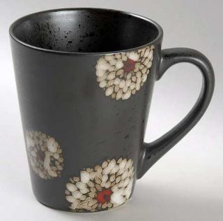 American Atelier Asiana White Mug, Fine China Dinnerware   White Flower On Black