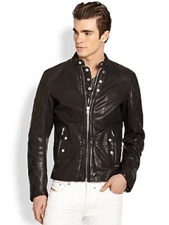 Diesel Ayme Leather Jacket   Black