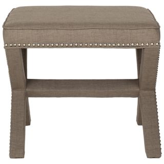 Safavieh Palmer X bench Nailhead Dark Olive Ottoman (Dark oliveIncludes One (1) ottomanMaterials Birchwood and linen/ poly blend fabricSeat height 19 inchesDimensions 20.2 inches high x 22.2 inches wide x 22.3 inches deepWeight capacity 250 poundsThi