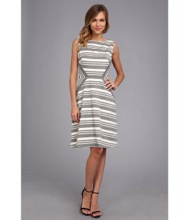 Calvin Klein Printed Striped Lux Sheath Womens Dress (Gray)