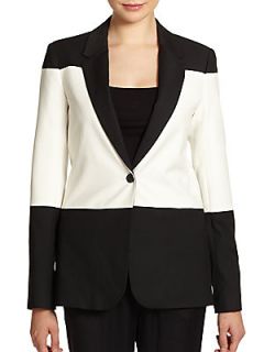 Colorblock Blazer   Black Ivory