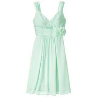 TEVOLIO Womens Satin V Neck Dress with Removable Flower   Cool Mint   14
