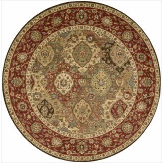 Living Treasures Traditional Floral Burgundy Wool Rug (510 X 510 Round)