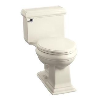 Kohler Memoirs Comfort Height 1 piece Classic Elongated Almond Toilet (AlmondDimensions 28.625 inches high x 17.75 inches wide x 28.125 inches longWater capacity 1.28 gallonsFlush SinglePieces 1Shape ElongatedHardware finish Polished chromePlease no