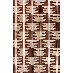 Hand knotted Luna Nepalese Brown/beige New Zealand Wool Rug (76 X 96)