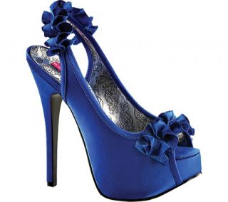 Womens Bordello Teeze 56   Navy Blue Satin Platform Shoes