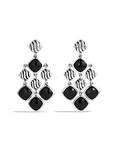 David Yurman Sculpted Cable Chandelier Earrings with Black Onyx   Black