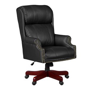 Barrington Traditional Leather Judges Chair (Black, cherryMaterials Wood, leather, metalFinish Leather Dimensions 44 inches high x 28 inches wide x 33 inches deepModel 9099LAssembly required. )