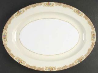 Noritake Acton 16 Oval Serving Platter, Fine China Dinnerware   Red & Tan Edge,