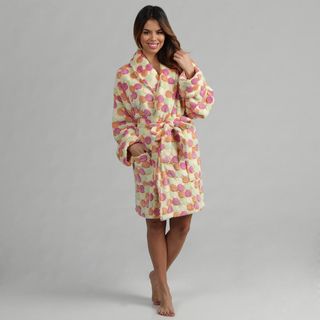 Aegean Apparel Womens Pom Jacquard Plush Robe