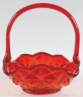 Indiana Glass Monticello Amberina 7 Square Handled Basket   Criss Cross Diamond