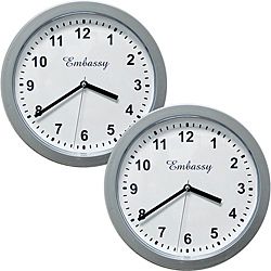 Silver 10 inch Wall Clock With Hidden Safe (set Of 2)