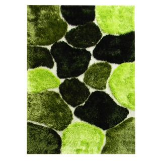 Hand tufted Abstract Color block Green Area Rug (5 X 7)