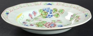 Adams China Old Bow Rim Soup Bowl, Fine China Dinnerware   Blue/Green/Red Floral