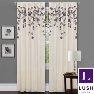 Lush Decor Ivory/ Purple Faux Silk 84 inch Flower Drop Curtain Panel